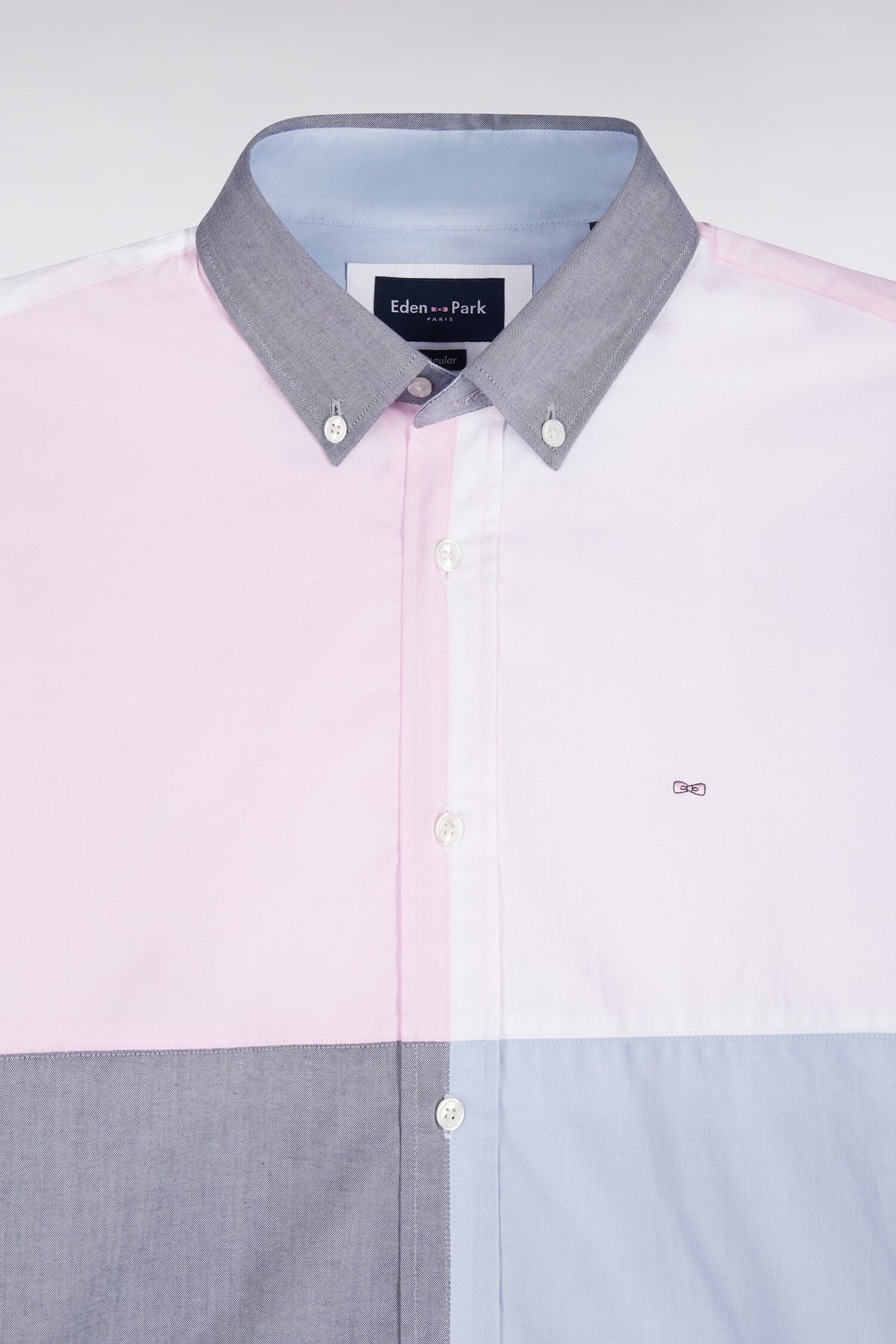 Chemise en coton à découpes contrastées pastel coupe droite