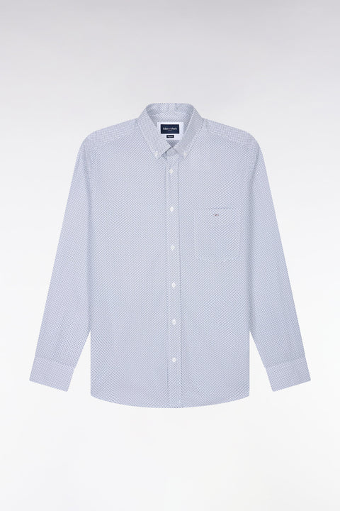 Chemise en coton blanc à micromotifs nœuds papillon coupe droite - Image 2