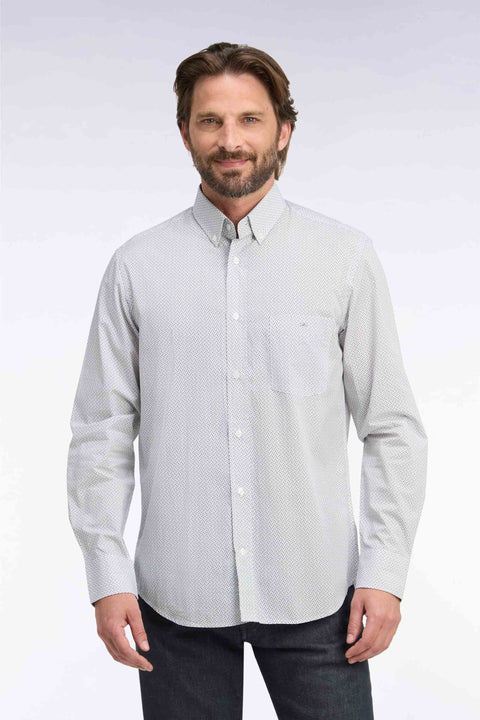 Chemise en coton blanc à micromotifs nœuds papillon coupe droite - Image 3