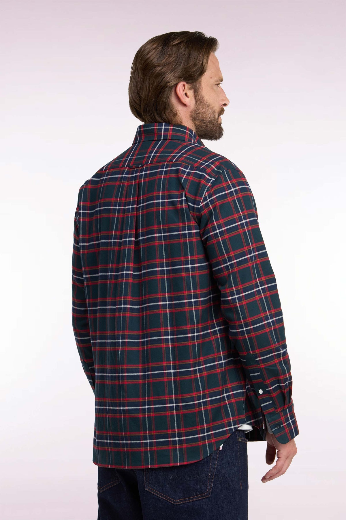 Chemise en flanelle de coton à carreaux coupe droite