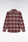 Chemise en flanelle de coton rouge à carreaux coupe droite