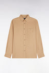 Chemise unie en coton caramel coupe droite