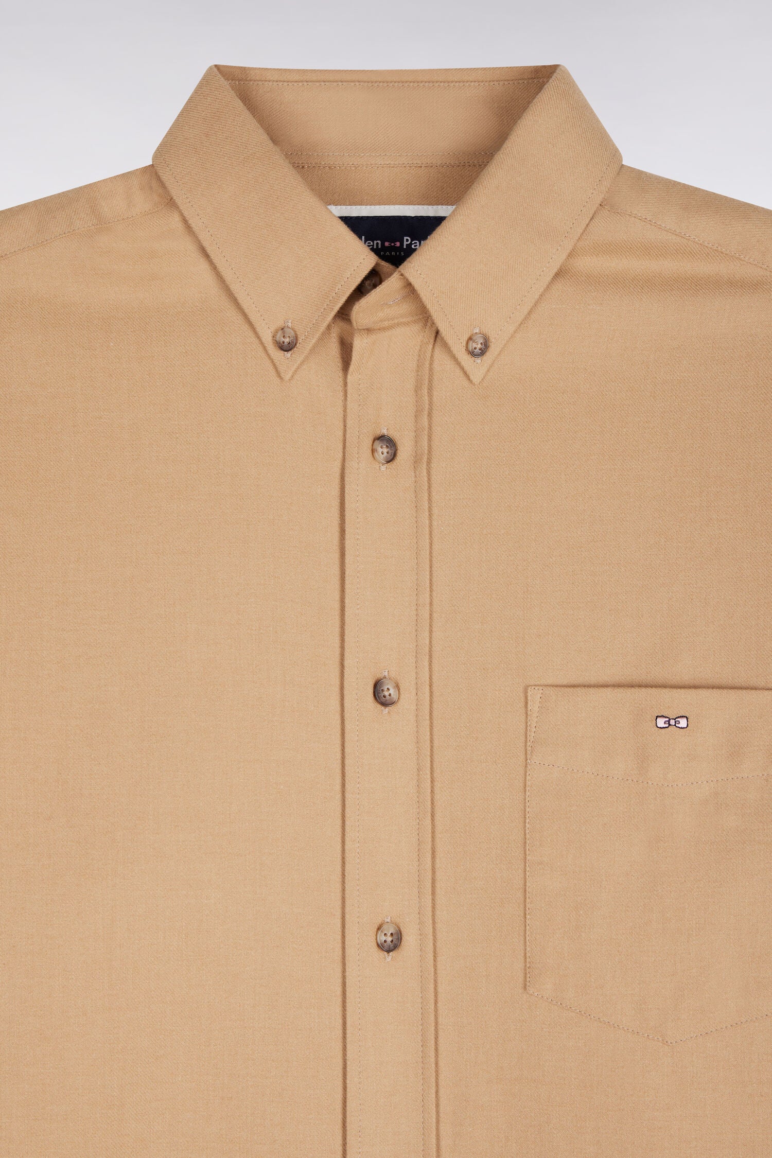 shirt plain in cotton caramel straight fit