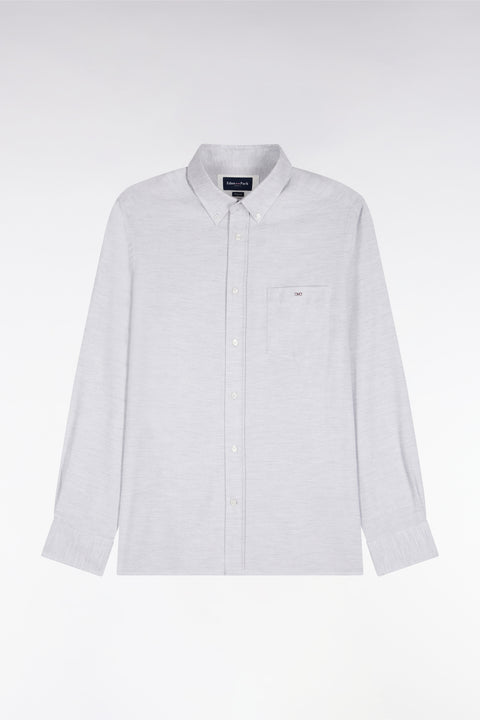 Chemise unie en coton gris chiné coupe droite - Image 2