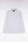 Chemise unie en coton gris chiné coupe droite