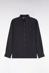 Chemise unie en coton gris foncé coupe droite