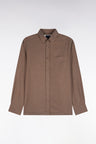 Chemise unie en coton marron coupe droite