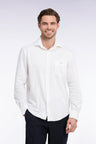 Straight cut white stretch cotton shirt