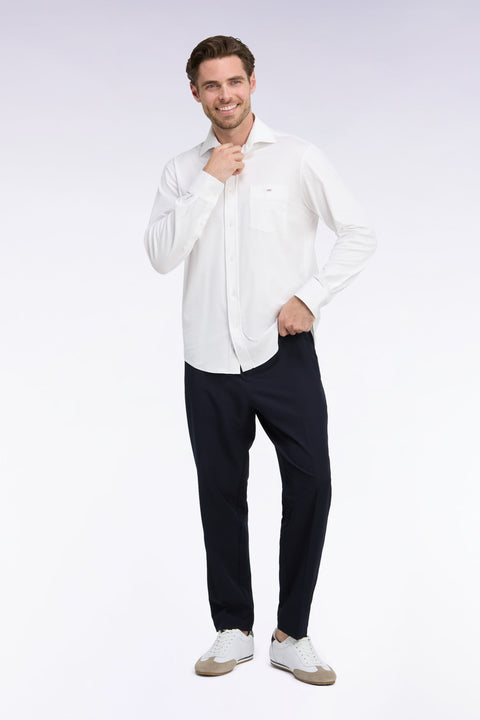Chemise en coton stretch blanc coupe droite - Image 1