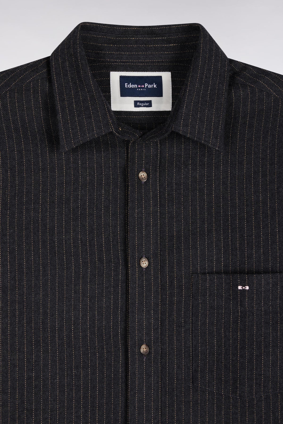 Straight fit gray striped flannel shirt