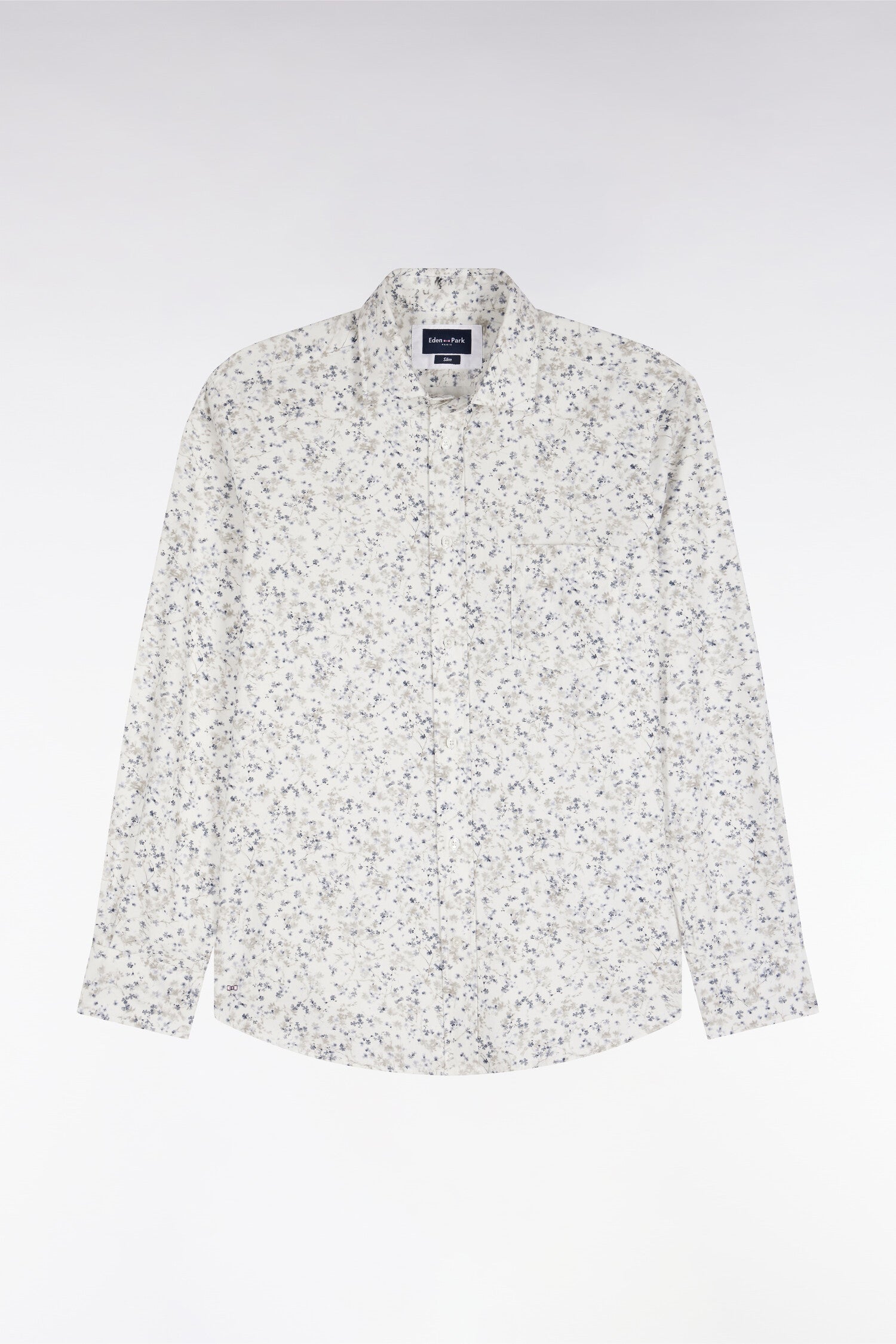 Chemise en coton écru à micromotifs coupe ajustée