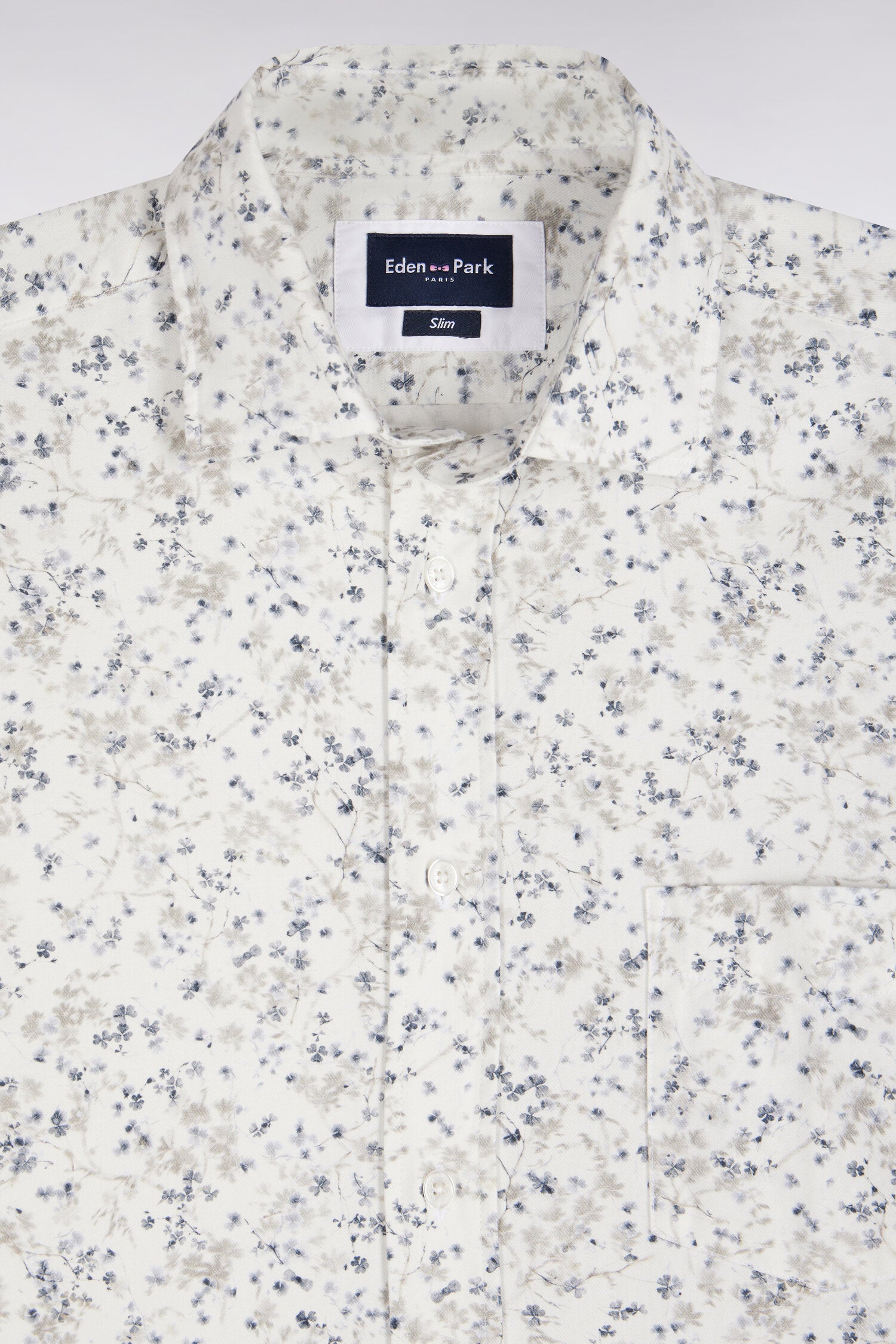 Chemise en coton écru à micromotifs coupe ajustée