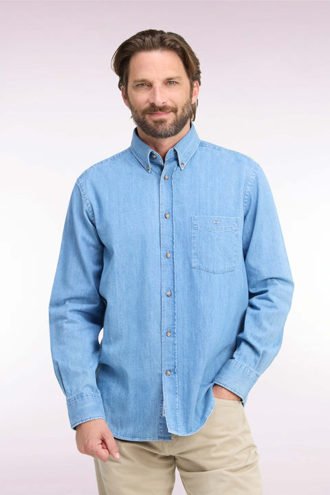 Chemise en denim ciel coupe droite - Image 3