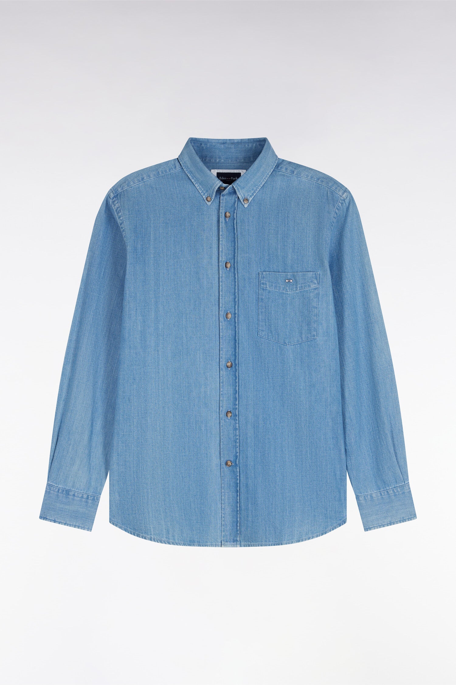 Chemise en denim ciel coupe droite