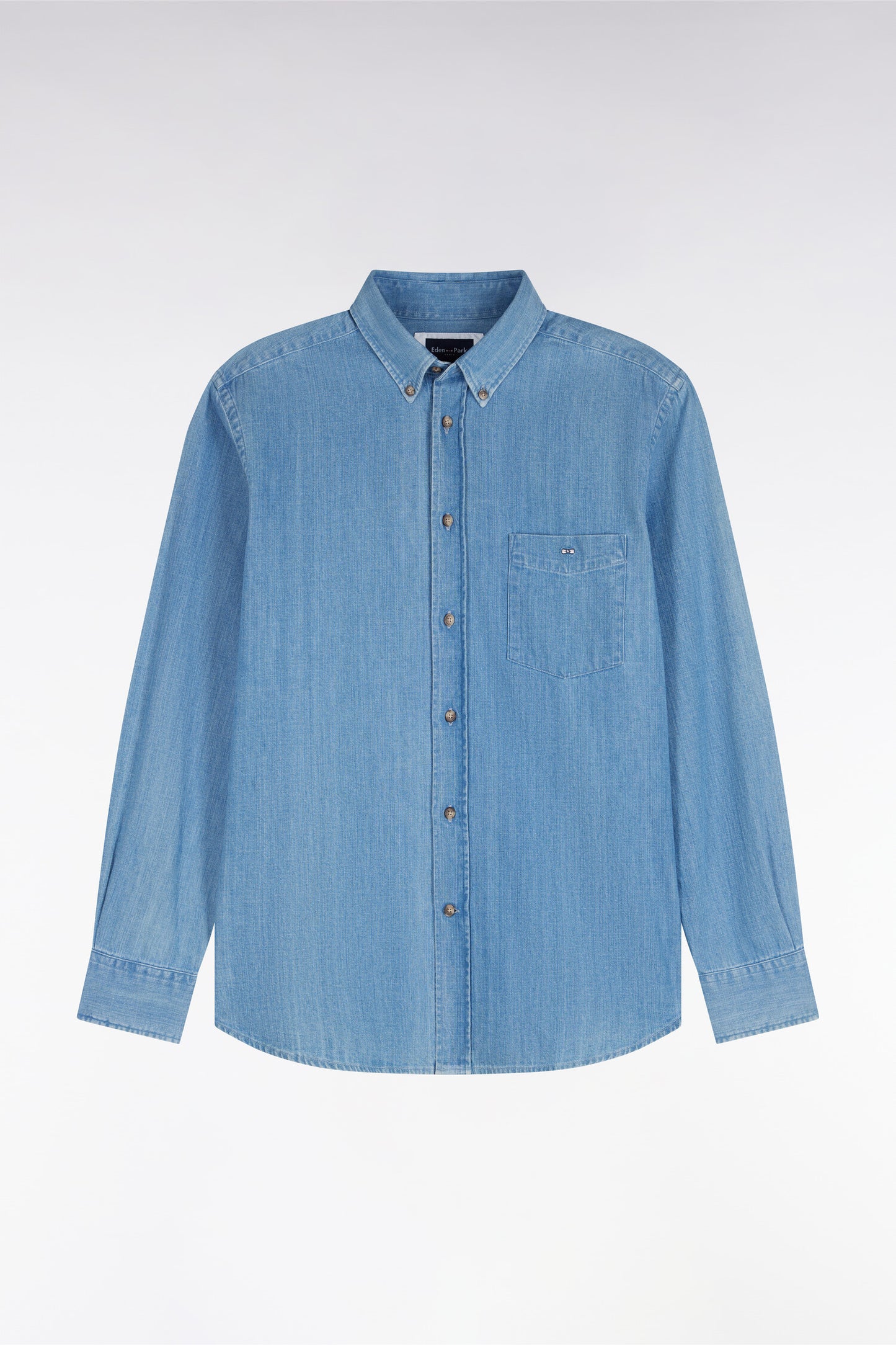 Chemise en denim ciel coupe droite