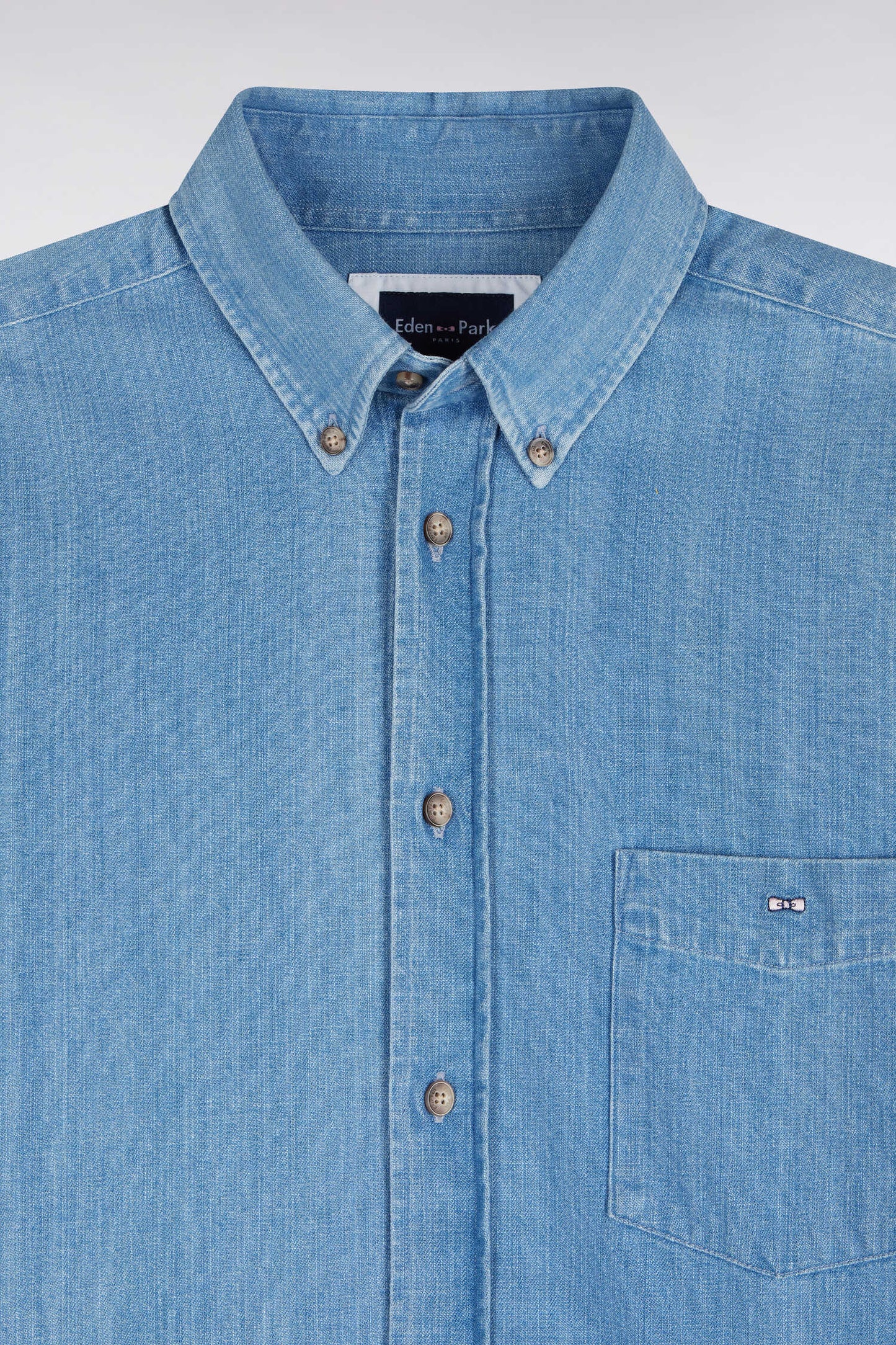 Chemise en denim ciel coupe droite