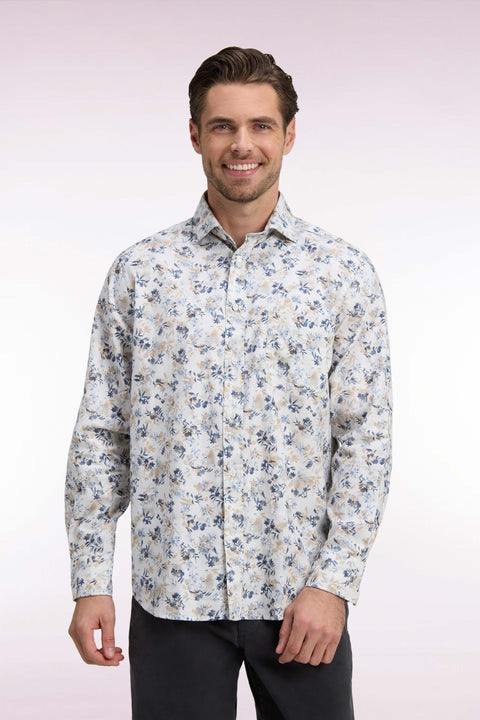 Chemise en coton écru à imprimé végétal coupe droite - Image 3