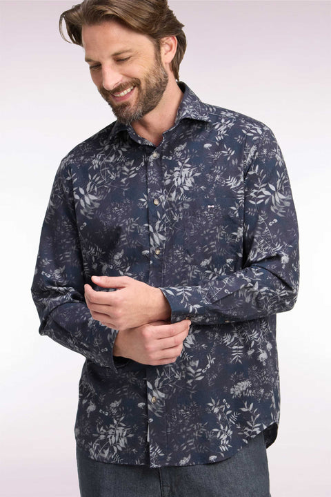 Chemise en coton à imprimé végétal coupe droite - Image 1