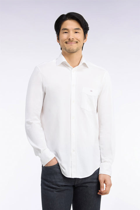 Chemise unie en coton blanc coupe droite - Image 3