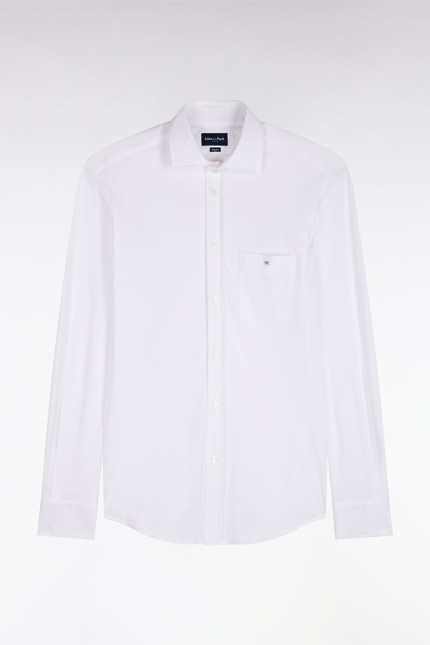 Chemise unie en coton blanc coupe droite