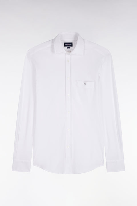 Chemise unie en coton blanc coupe droite - Image 2