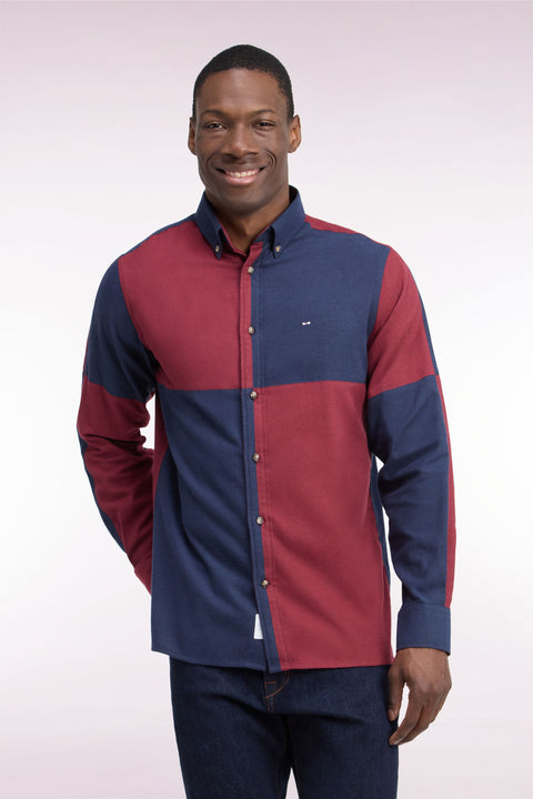 Chemise en coton marine et bordeaux coupe droite - Image 3