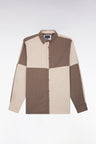 Chemise en coton camel et beige coupe droite