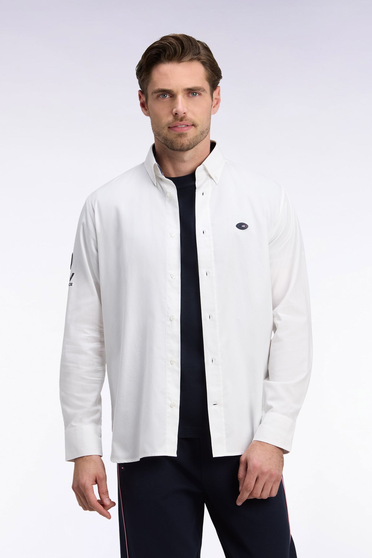 Chemise XV de France en coton blanc patch dos coupe droite