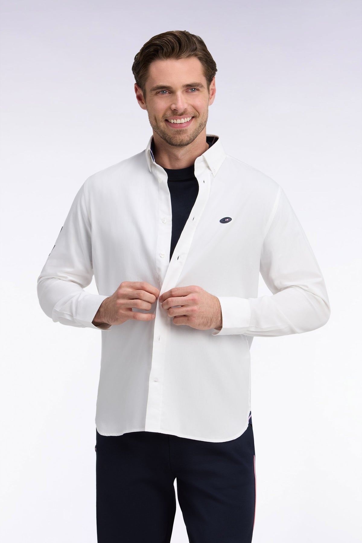 Chemise XV de France en coton blanc patch dos coupe droite