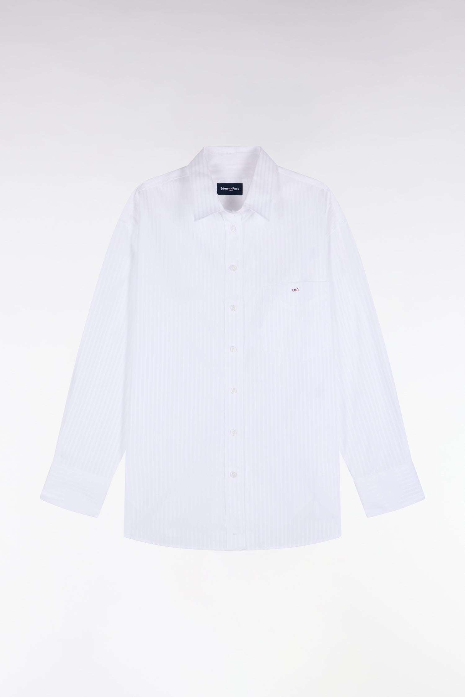 Chemise en coton blanc à rayures beige coupe oversized