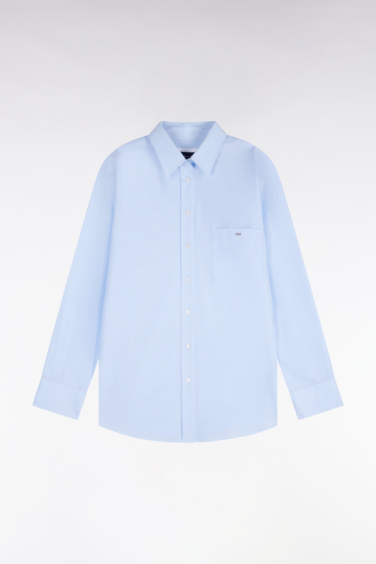 Chemise en coton ciel à rayures blanches coupe oversized
