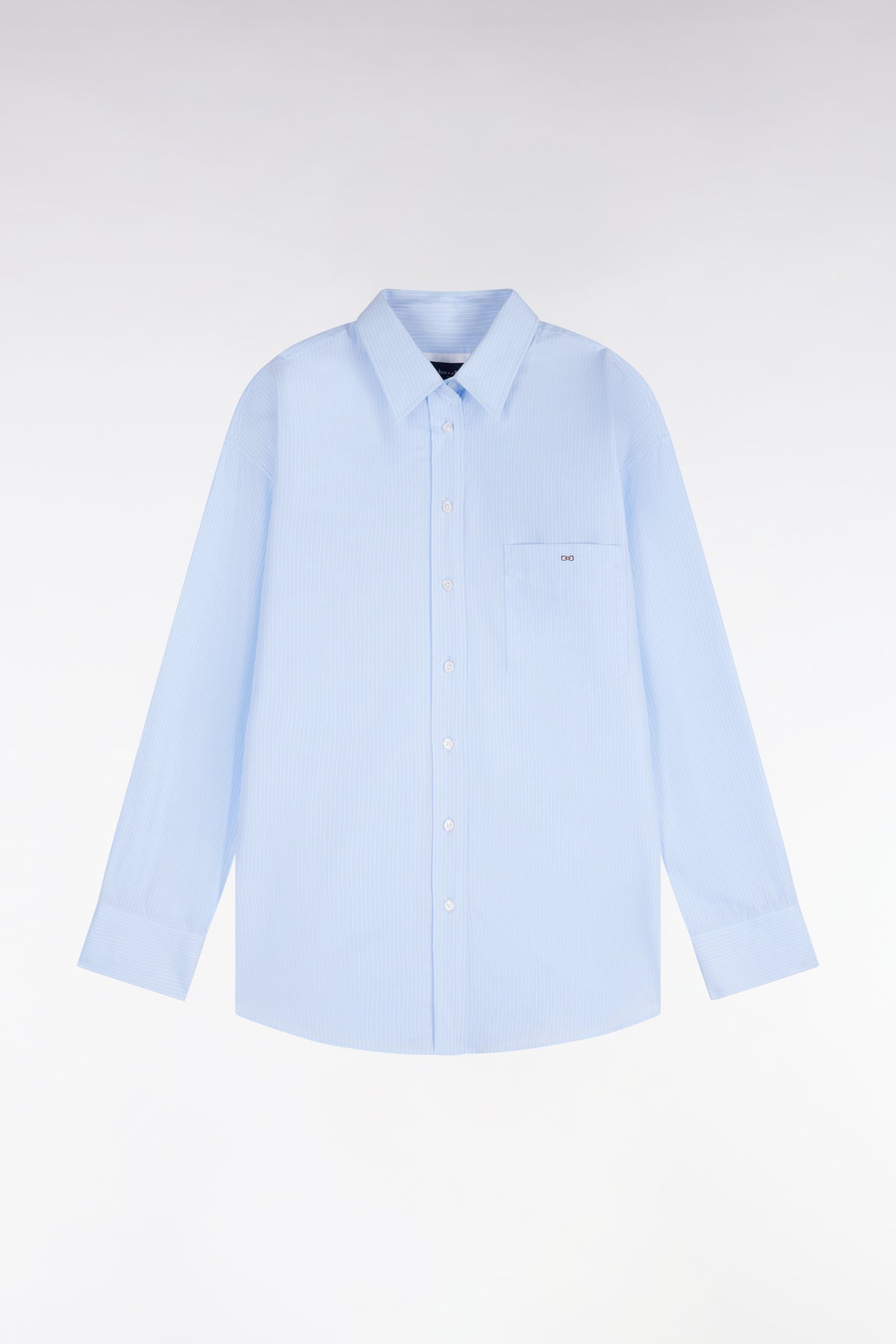 Chemise en coton ciel à rayures blanches coupe oversized