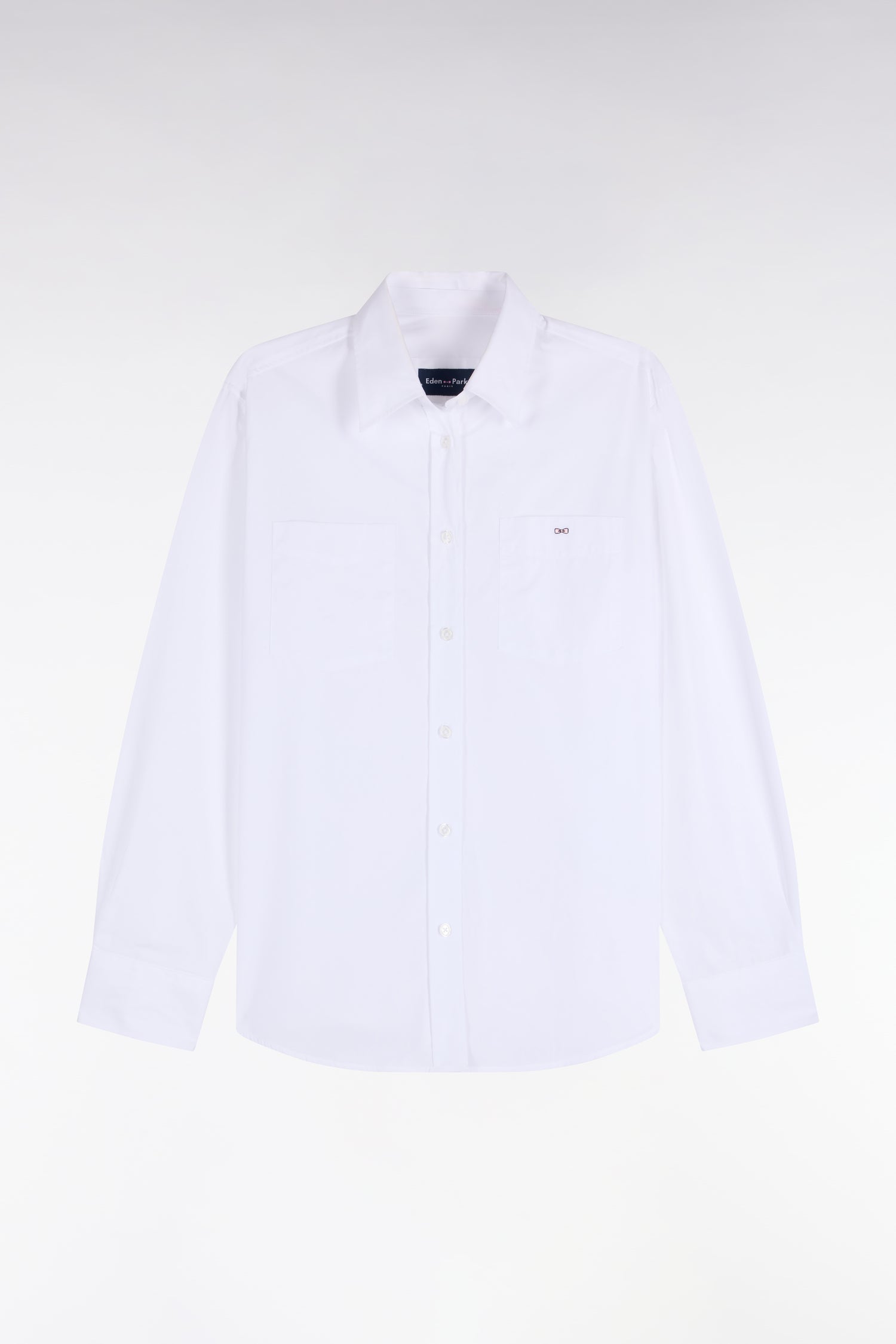 Chemise en coton blanc à poches plaquées coupe décontractée