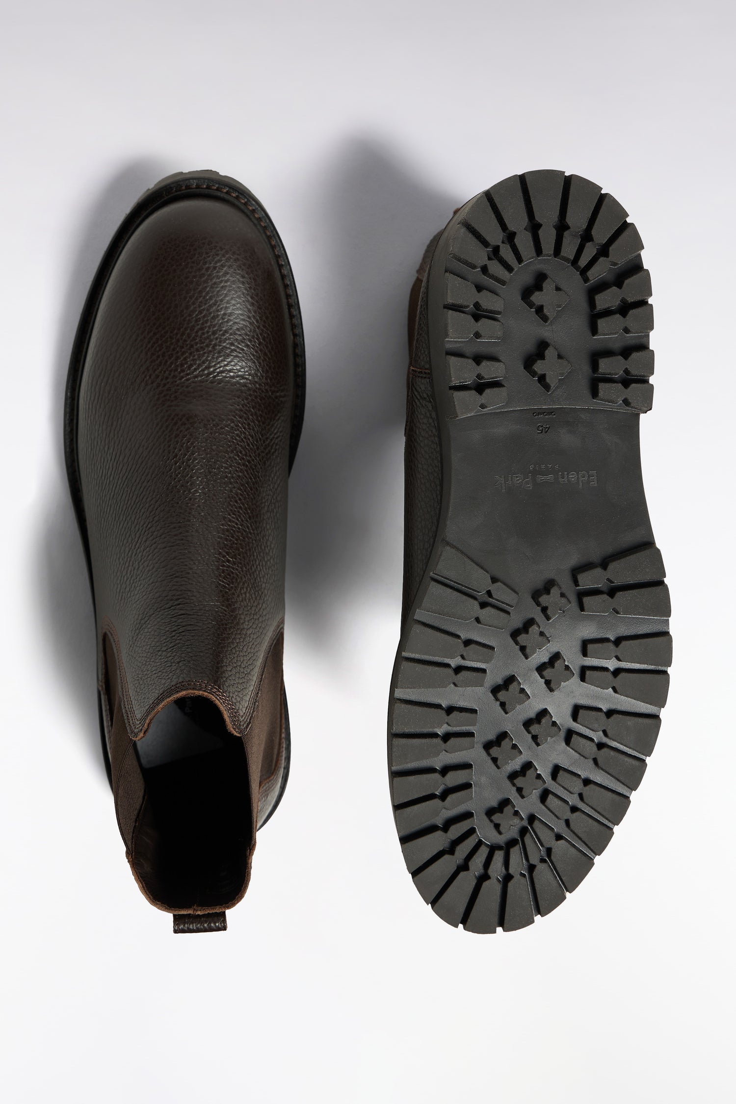 Bottines Chelsea en cuir grainé marron
