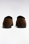 Brown suede leather loafers