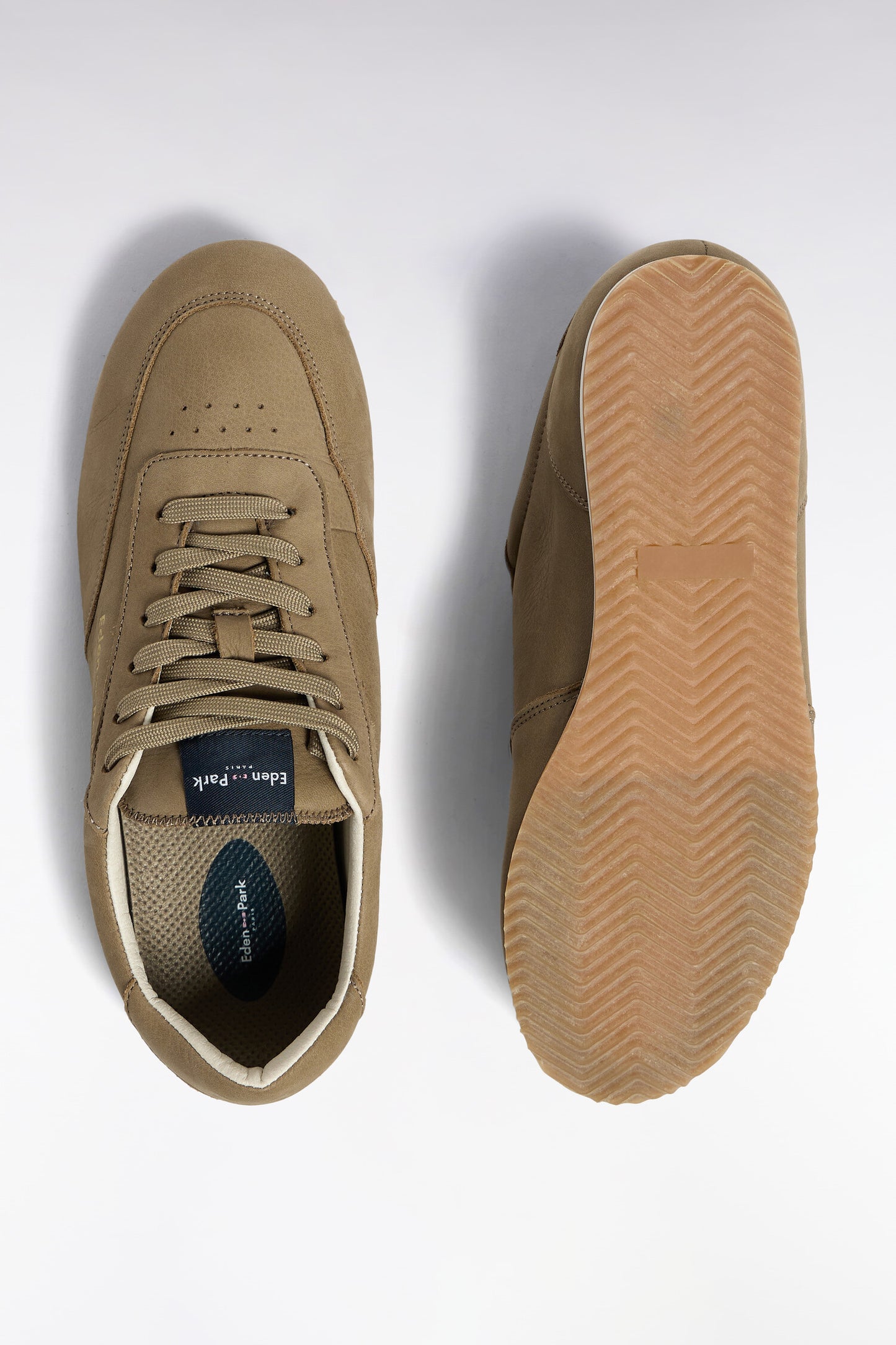 Baskets basses en cuir et nubuck beige