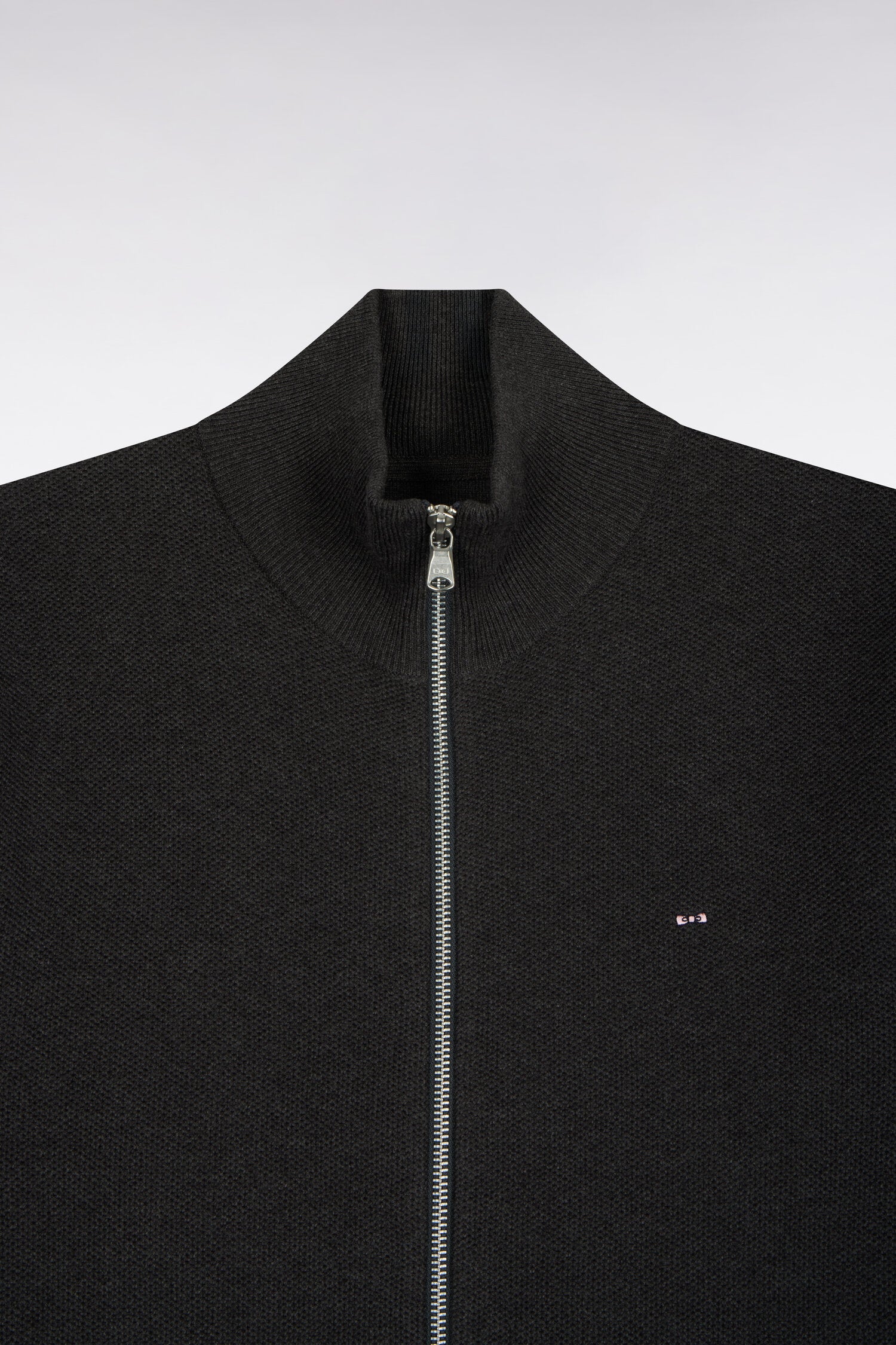 Cardigan zippé en coton gris anthracite coupe droite