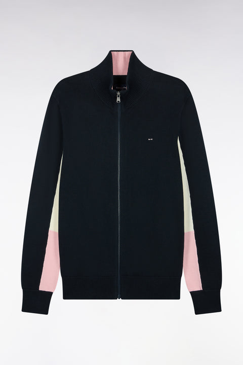 Cardigan zippé en coton marine coupe droite - Image 2