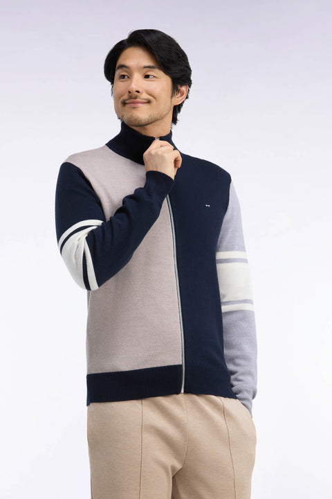 Straight-fit cutout merino wool zipped cardigan - Image 1
