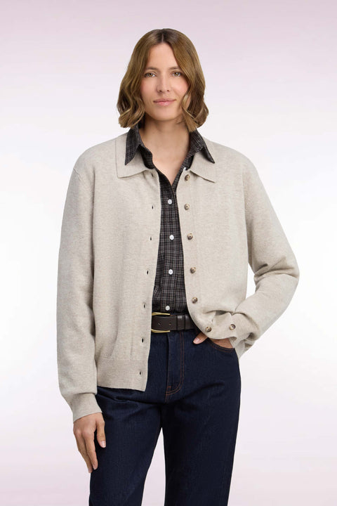 Cardigan en laine vierge et cachemire beige - Image 3