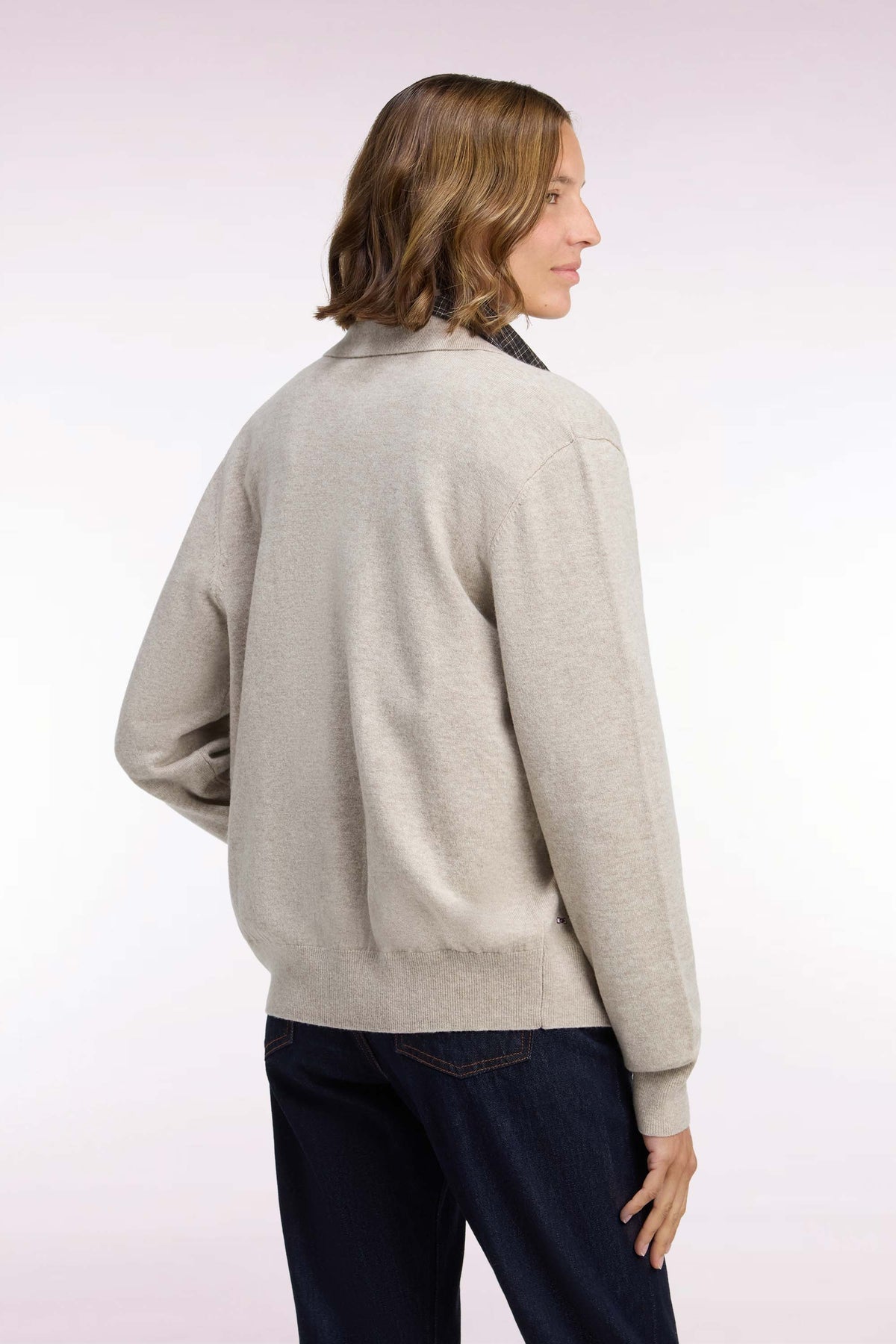 Cardigan en laine vierge et cachemire beige