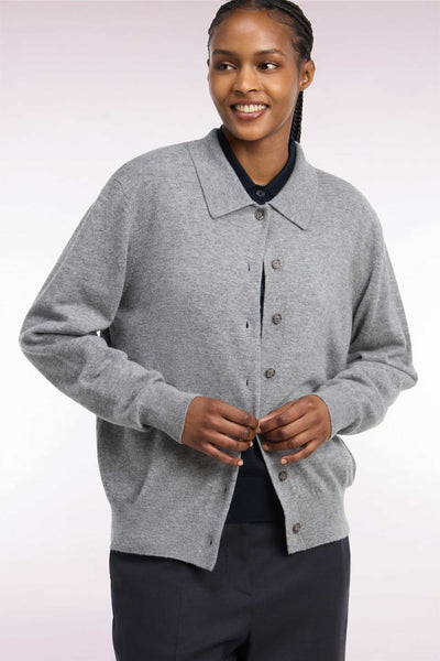 Gray virgin wool and cashmere cardigan – Eden Park