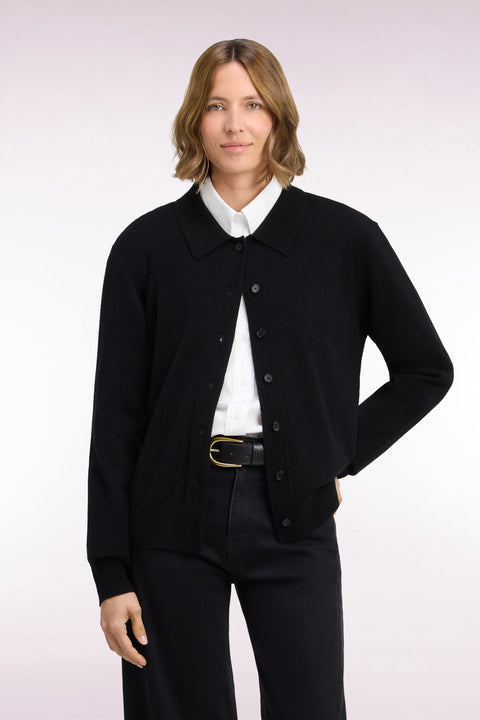 Cardigan en laine vierge et cachemire noir - Image 3