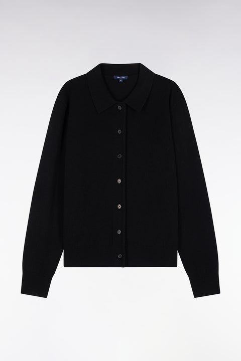 Cardigan en laine vierge et cachemire noir - Image 2