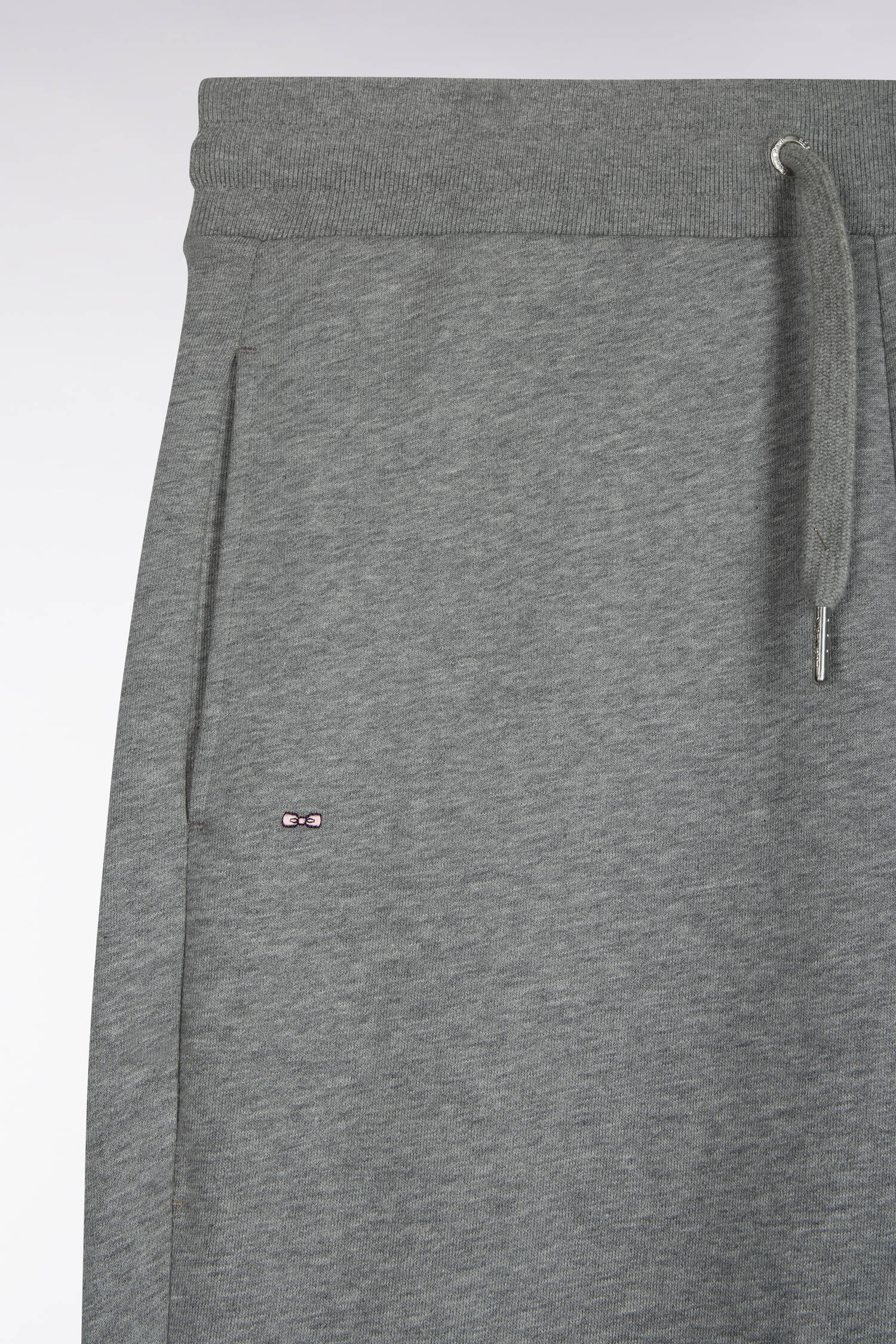 Jogging uni en molleton coton gris coupe droite
