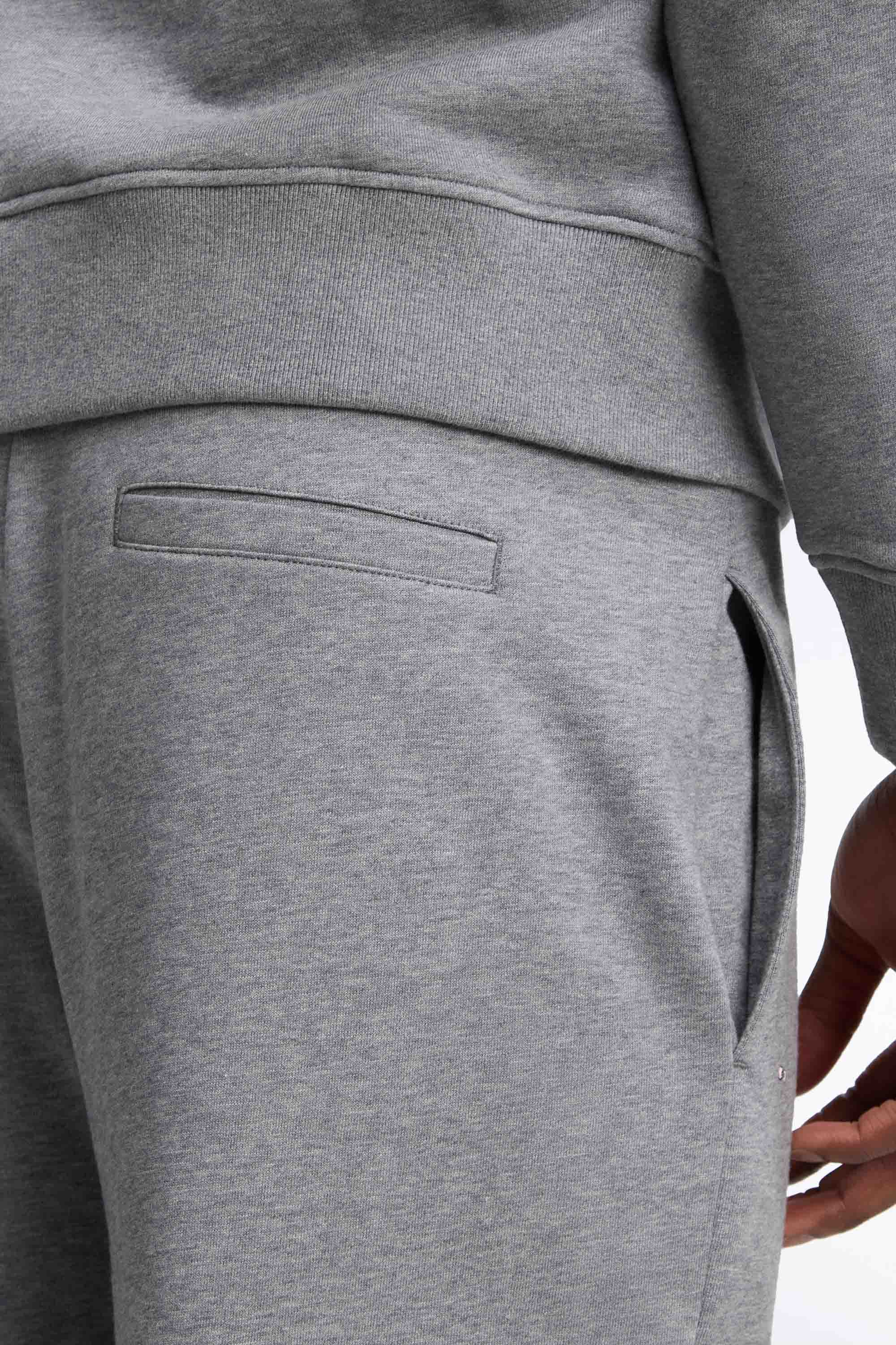 Jogging uni en molleton coton gris coupe droite