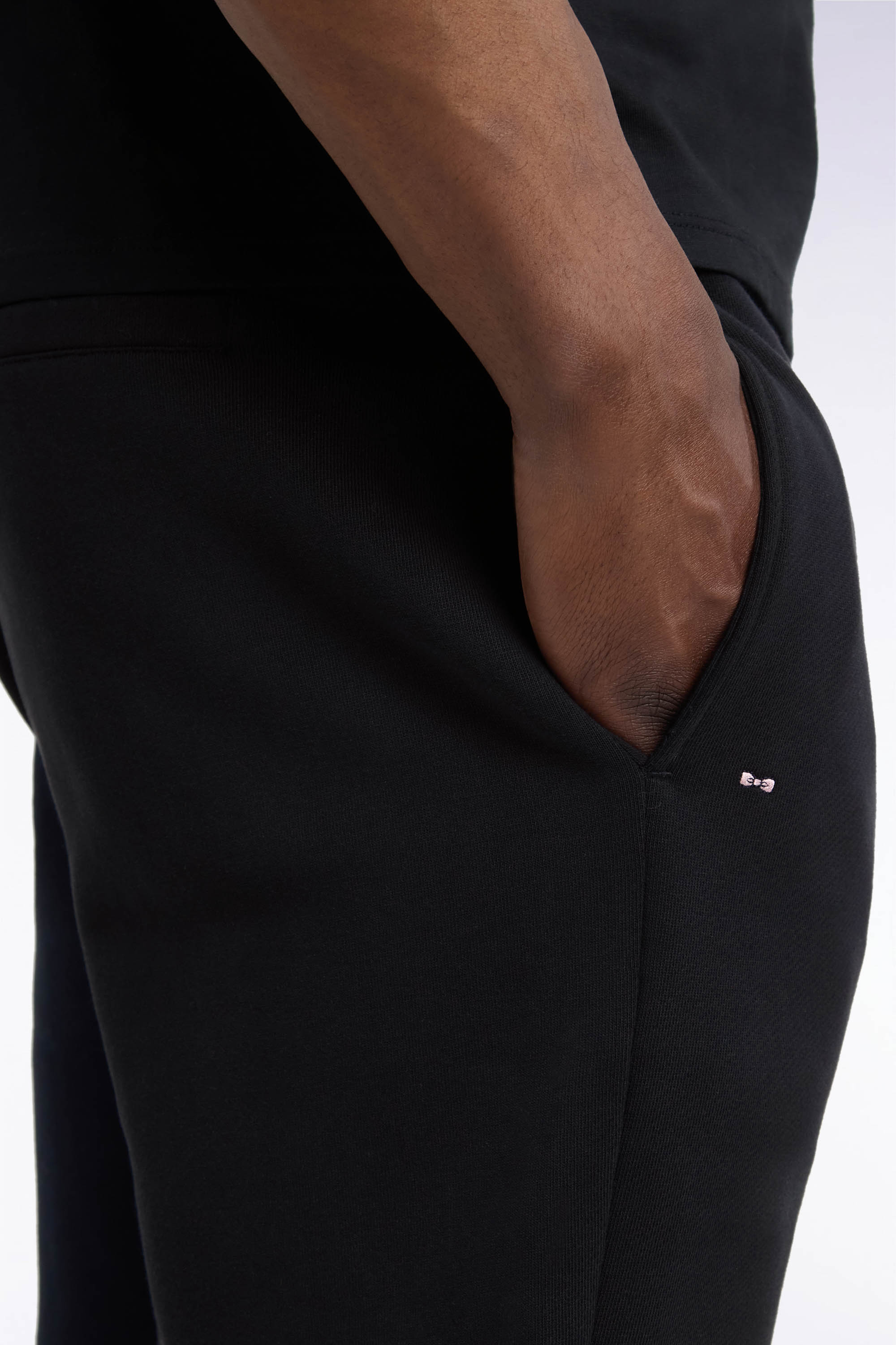 Jogginghose unifarben aus Sweatstoff Baumwolle Schwarz Regular-Passform