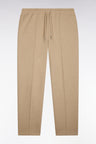 Jogging en interlock de coton stretch beige coupe droite
