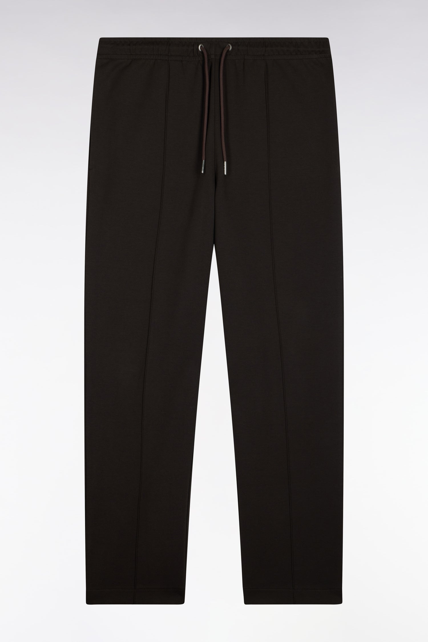 Jogging en interlock de coton stretch marron coupe droite