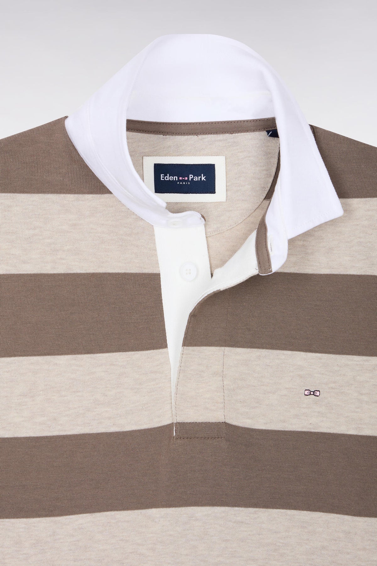 Maillot manches longues en jersey de coton rayé beige